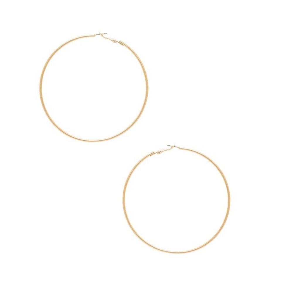 Revolve 8 Other Reasons Koko Hoop Gold Hoop Earrings 2.8" Simple Gold Tone Hoops